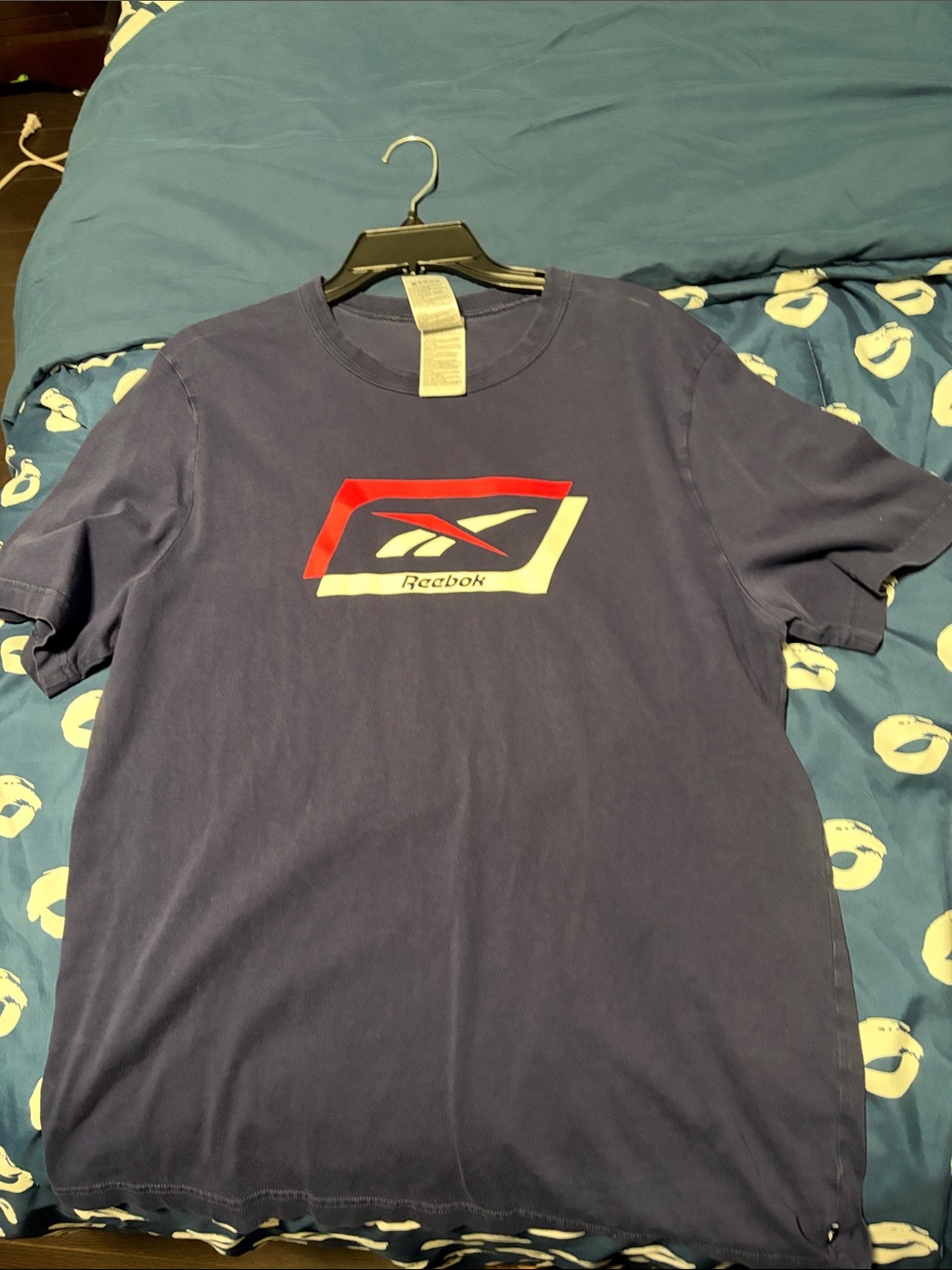 Reebok Navy Short-Sleeve Tee with Red and White Logo